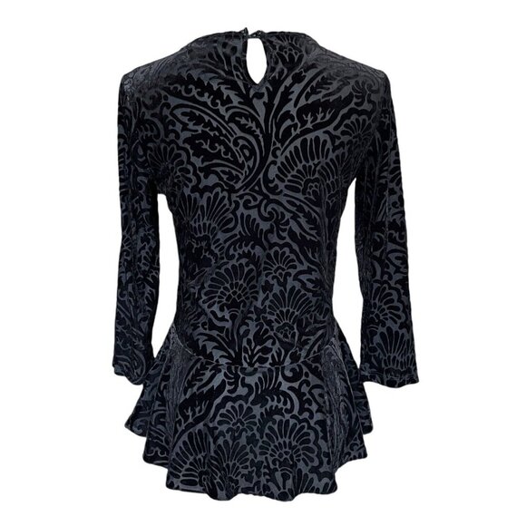 Lauren Ralph Lauren Velvet Burnout Top Womens PS Whimsigoth Goth Vampire Peplum - Picture 3 of 10